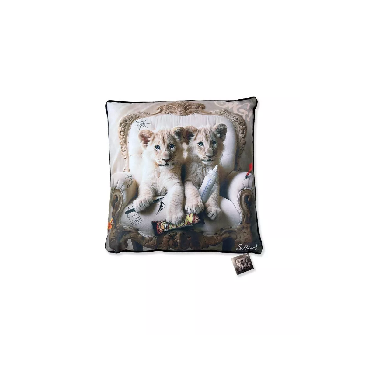 Coussin Binet - Lionceaux 45x45