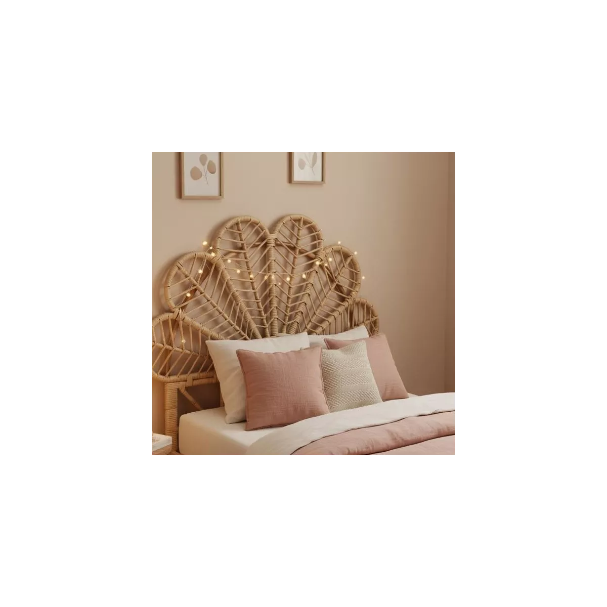 Tête de Lit Vintage Fleur en Rotin 90 cm