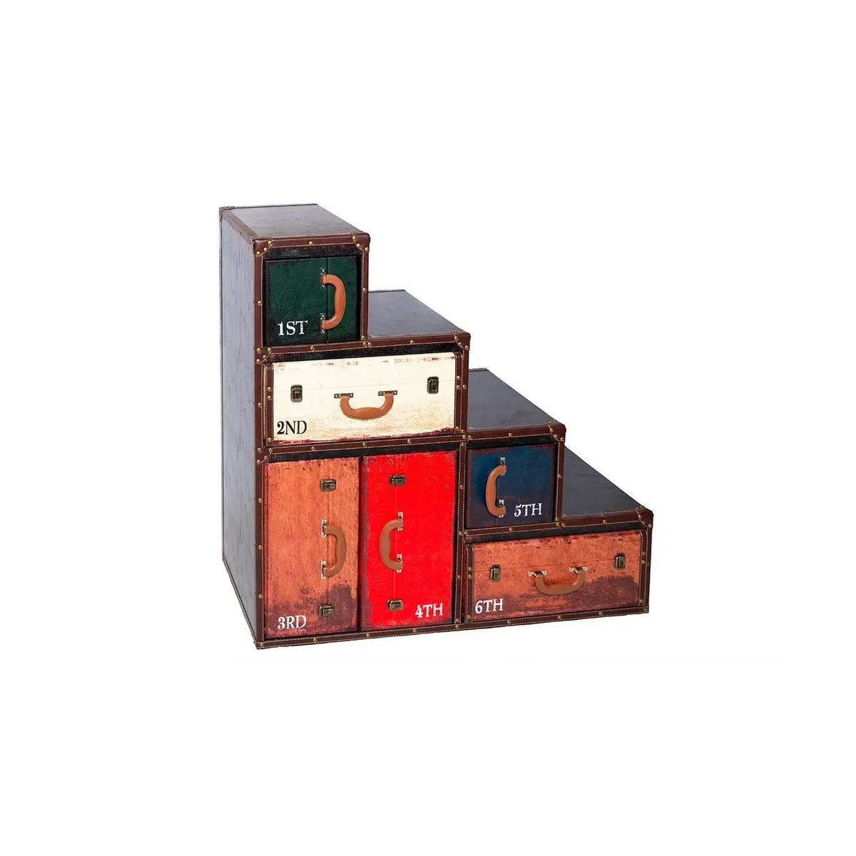 Meuble Valise Escalier 4 portes 2 tiroirs