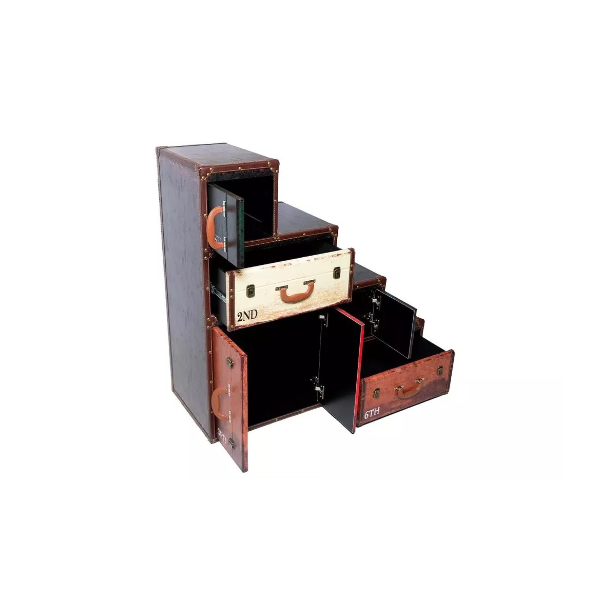 Meuble Valise Escalier 4 portes 2 tiroirs