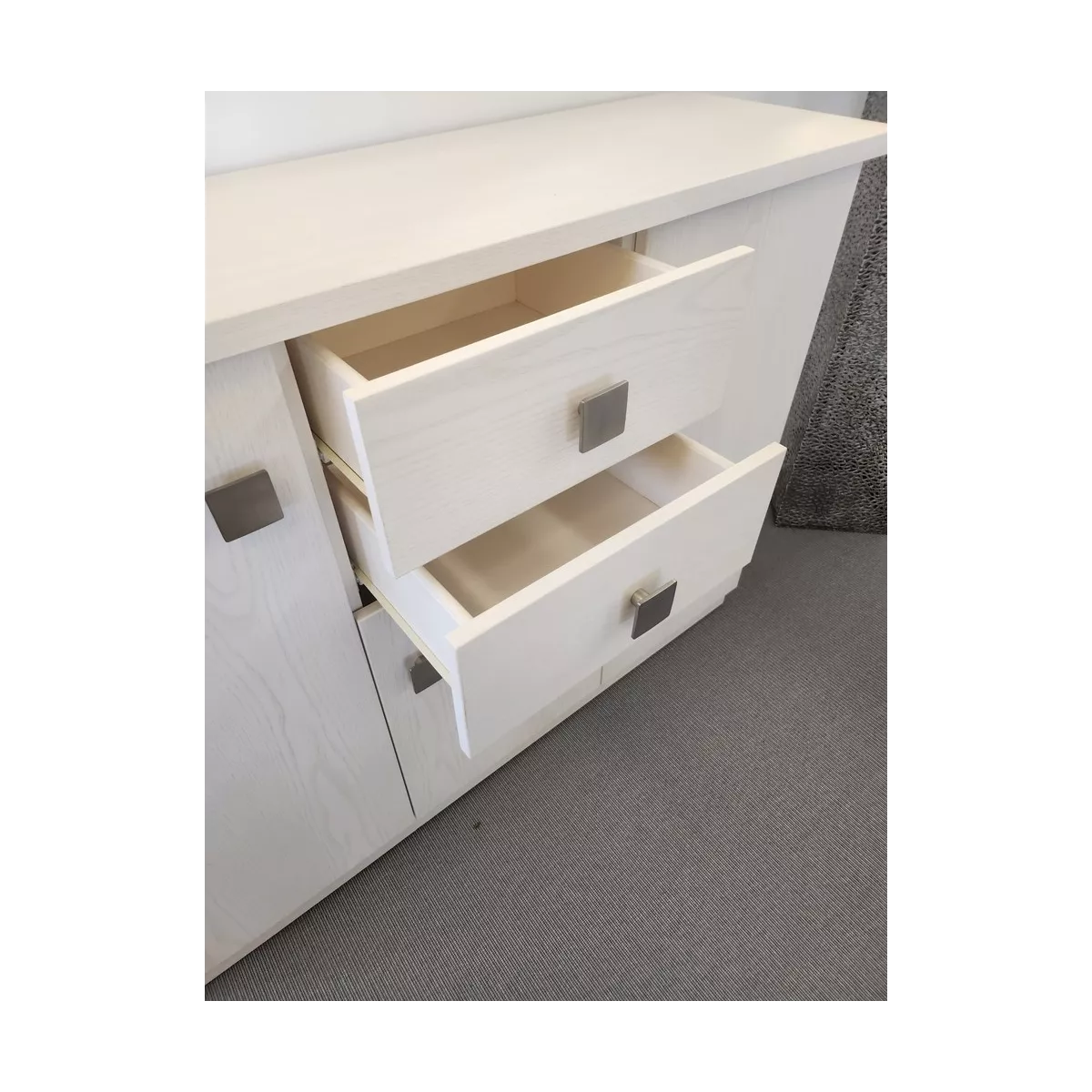 Meuble Naxos Blanc 124x37 : 3 Portes et 2 Tiroirs