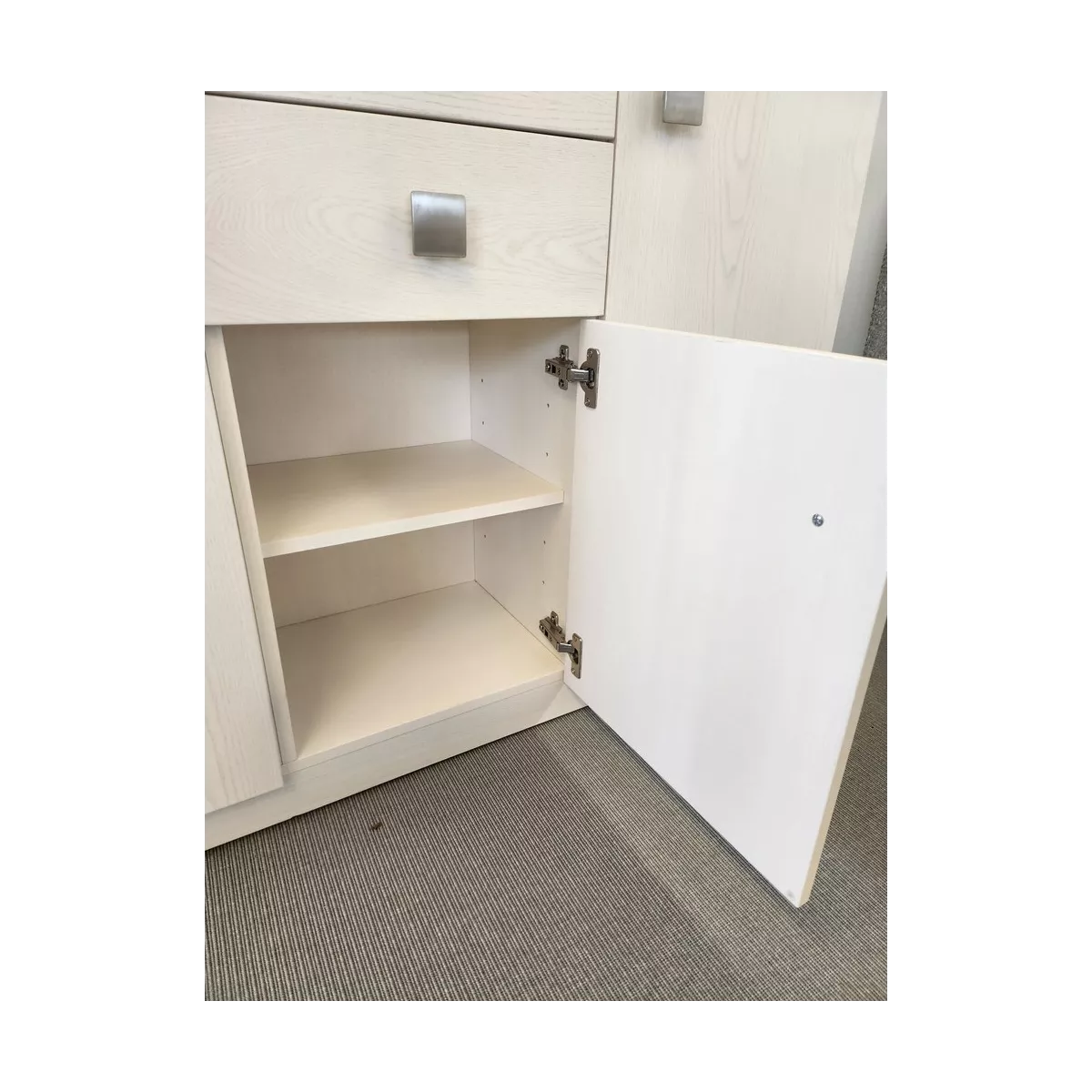 Meuble Naxos Blanc 124x37 : 3 Portes et 2 Tiroirs