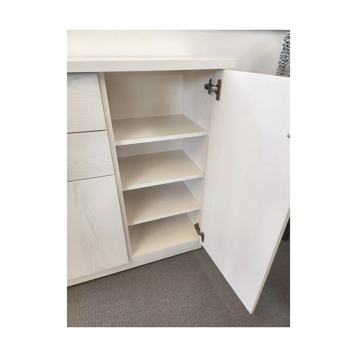 Meuble Naxos Blanc 124x37 : 3 Portes et 2 Tiroirs