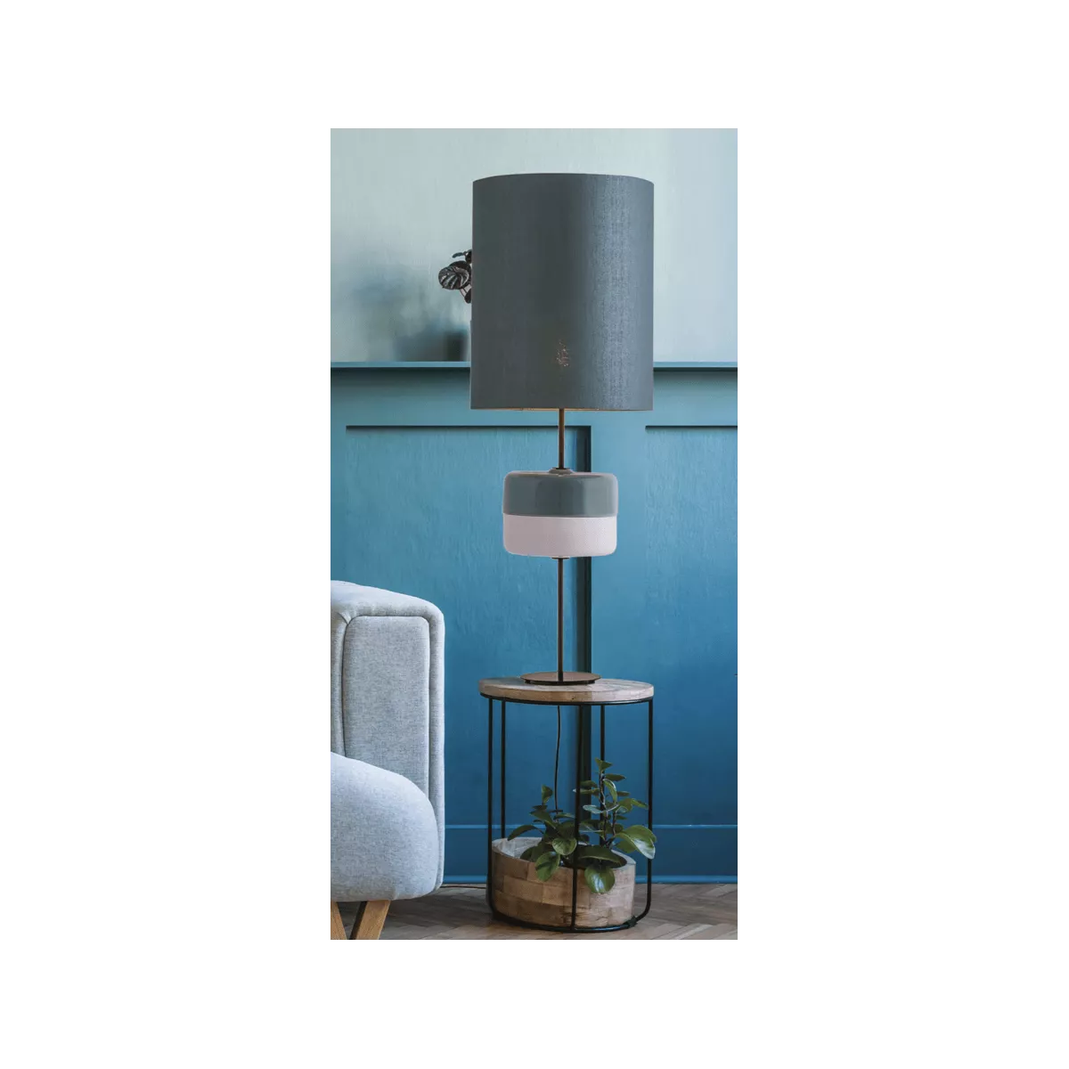 Lampe Louzieh h.89cm Bleu