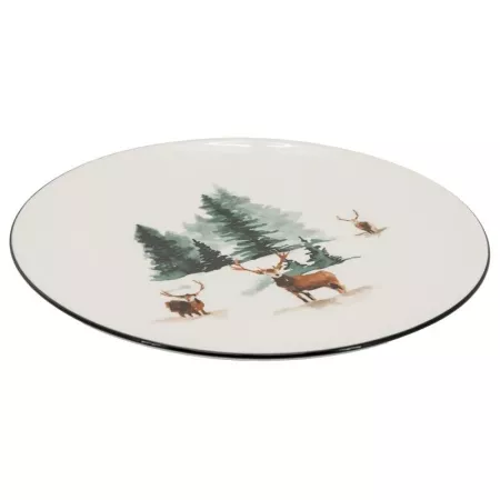 Assiette Cerfs et sapin