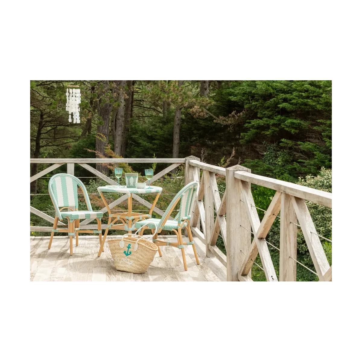 Chaise Bistrot Rotin Romy Turquoise