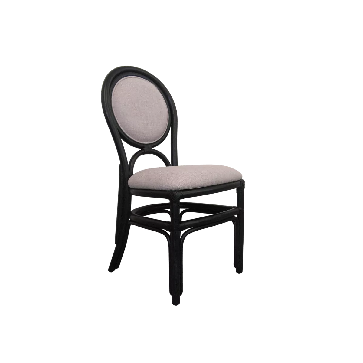 Chaise Médaillon en Rotin Noir