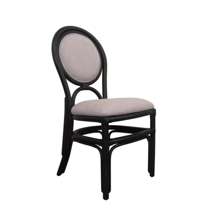 Chaise Médaillon en Rotin Noir