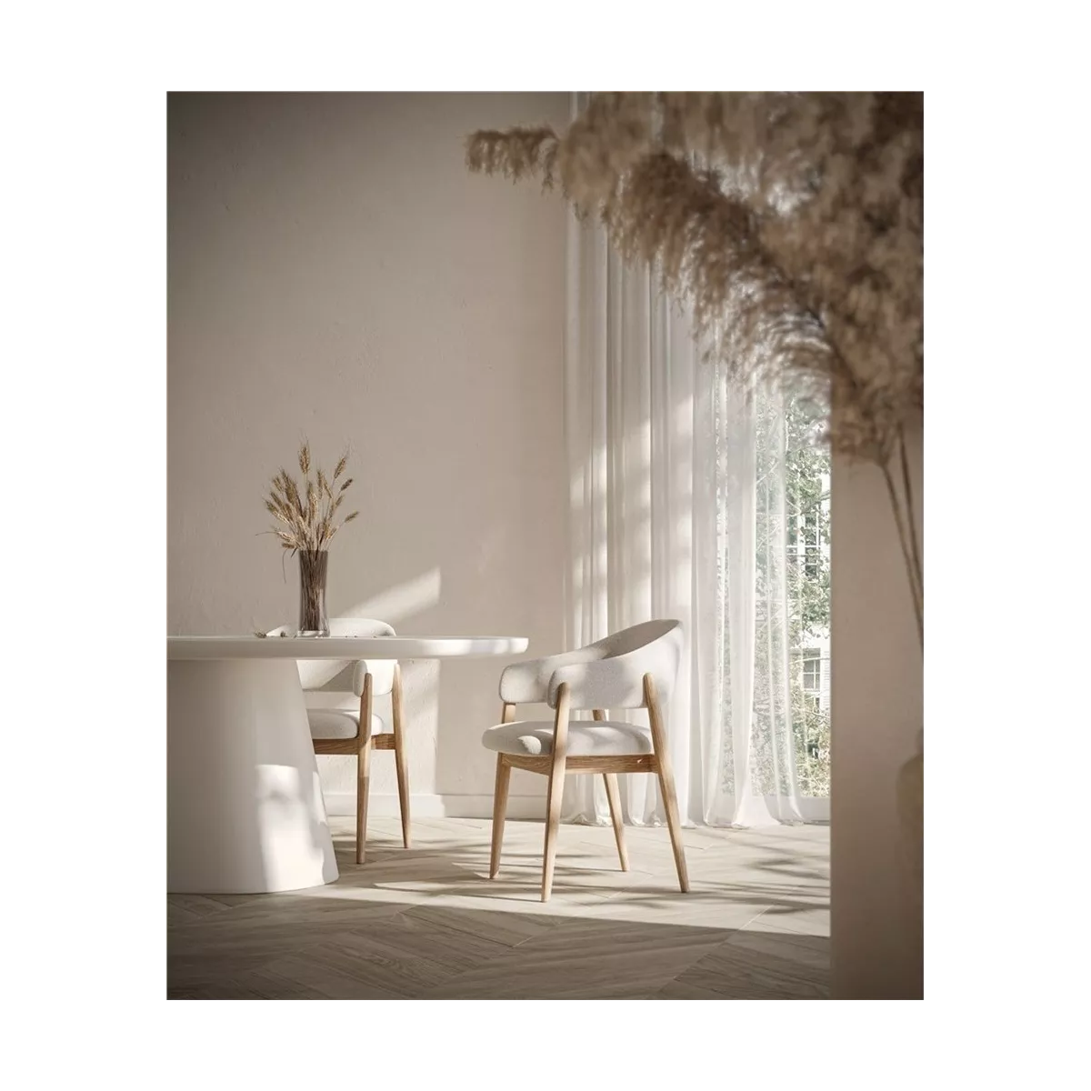 Table Jade Micro-ciment Beige diam 150