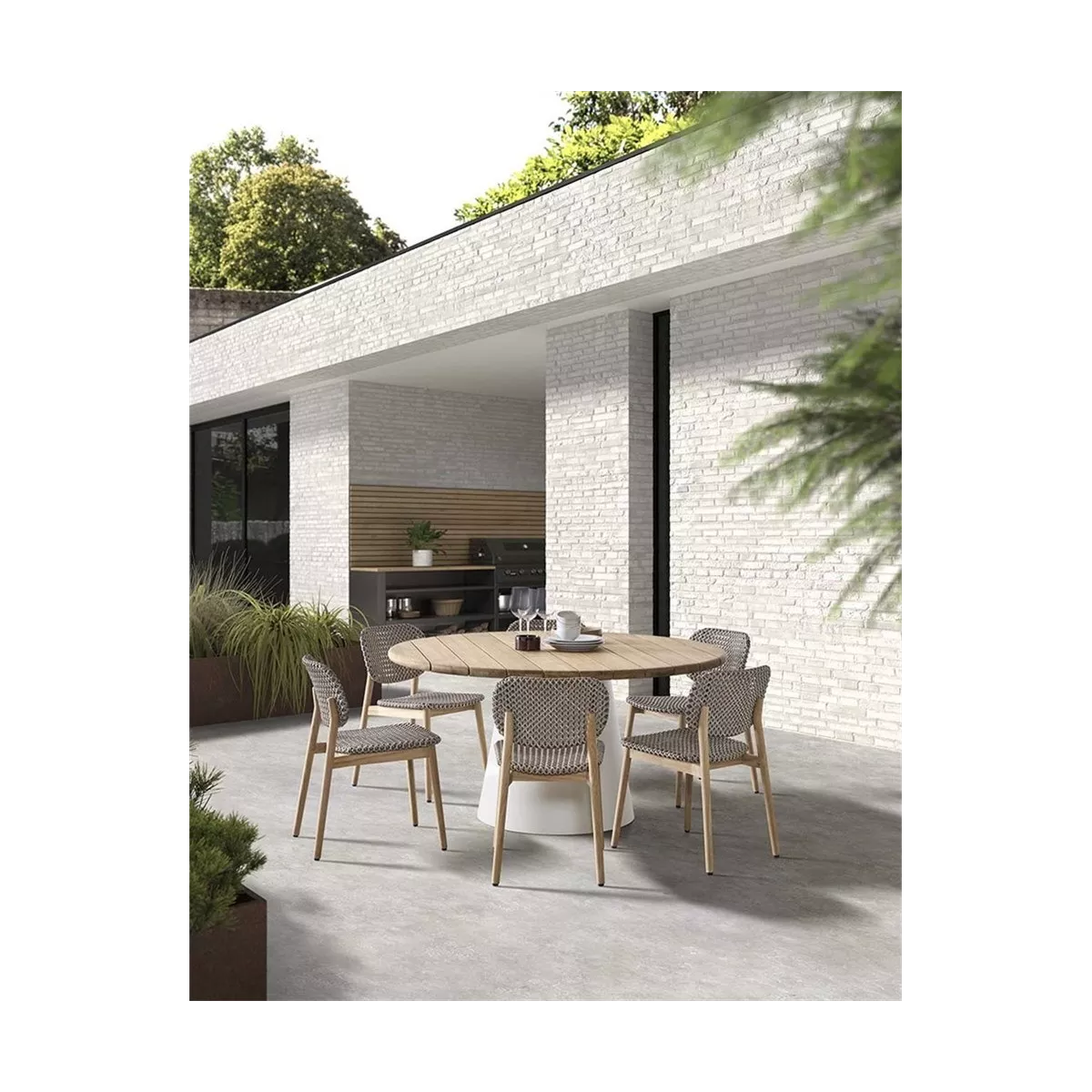 Table 150x150 Apollo Aluminium et Teak