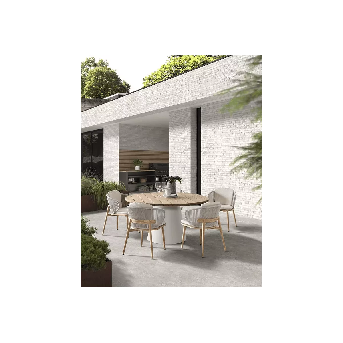 Table 150x150 Apollo Aluminium et Teak