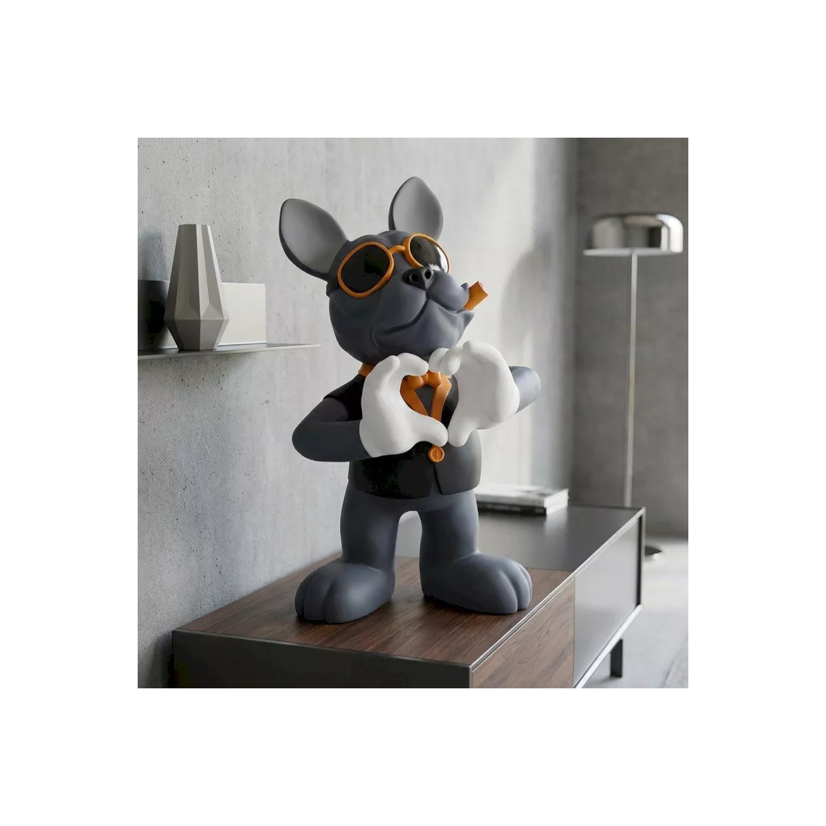 Sculpture Chien mains en coeur H.56cm