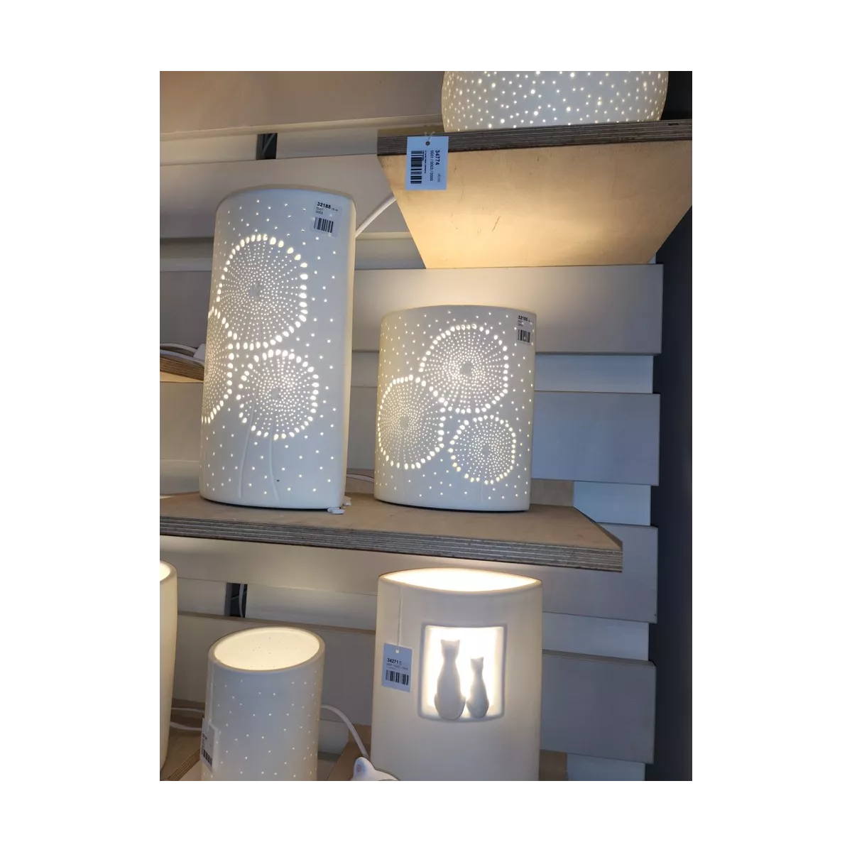 Lampe Porcelaine Ellipse Pissenlit H.28cm