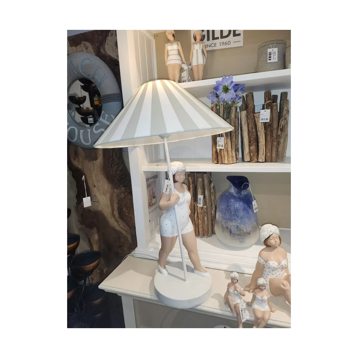 Lampe Becky Beige et blanc H.60cm