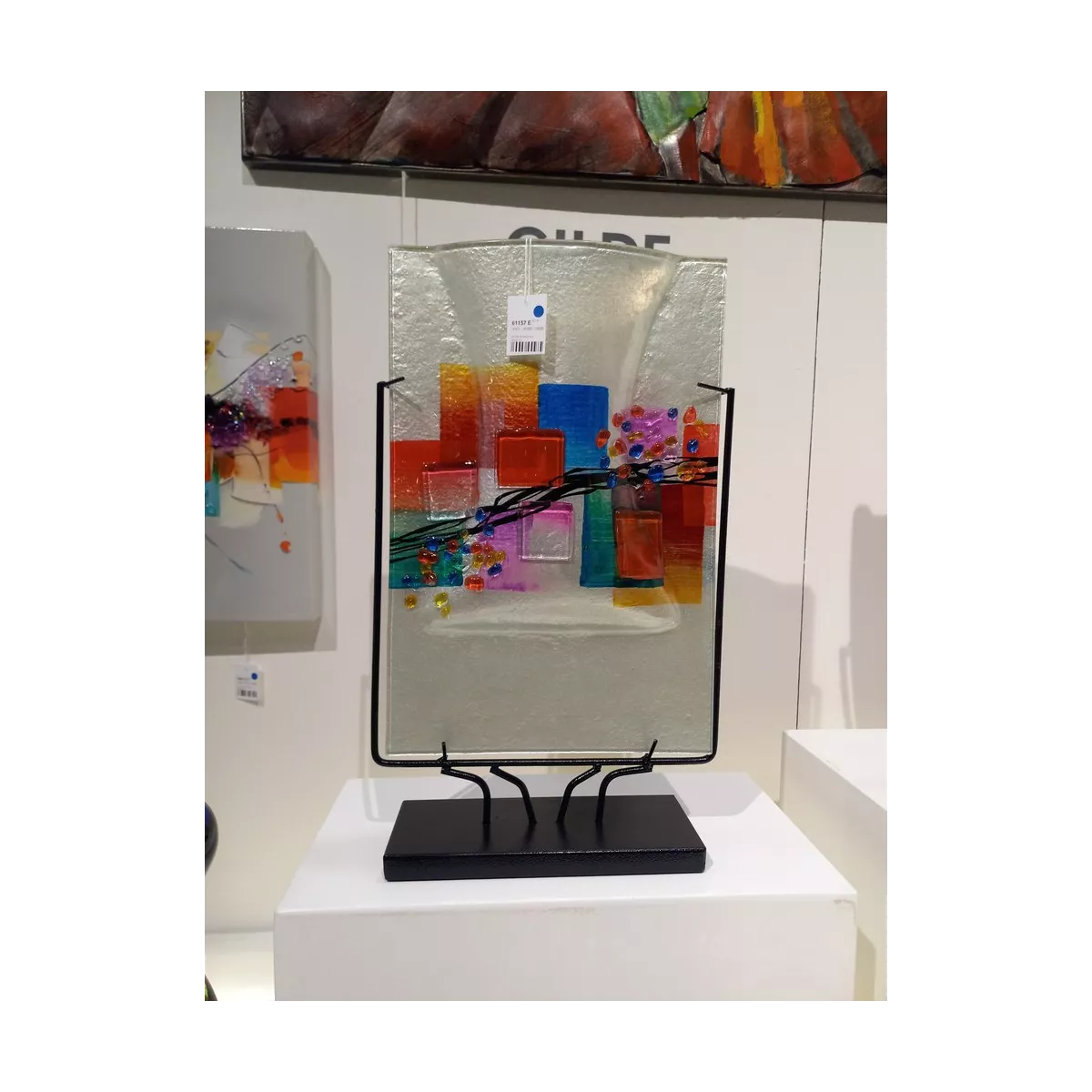 Vase Verre sur Socle Willou h49cm