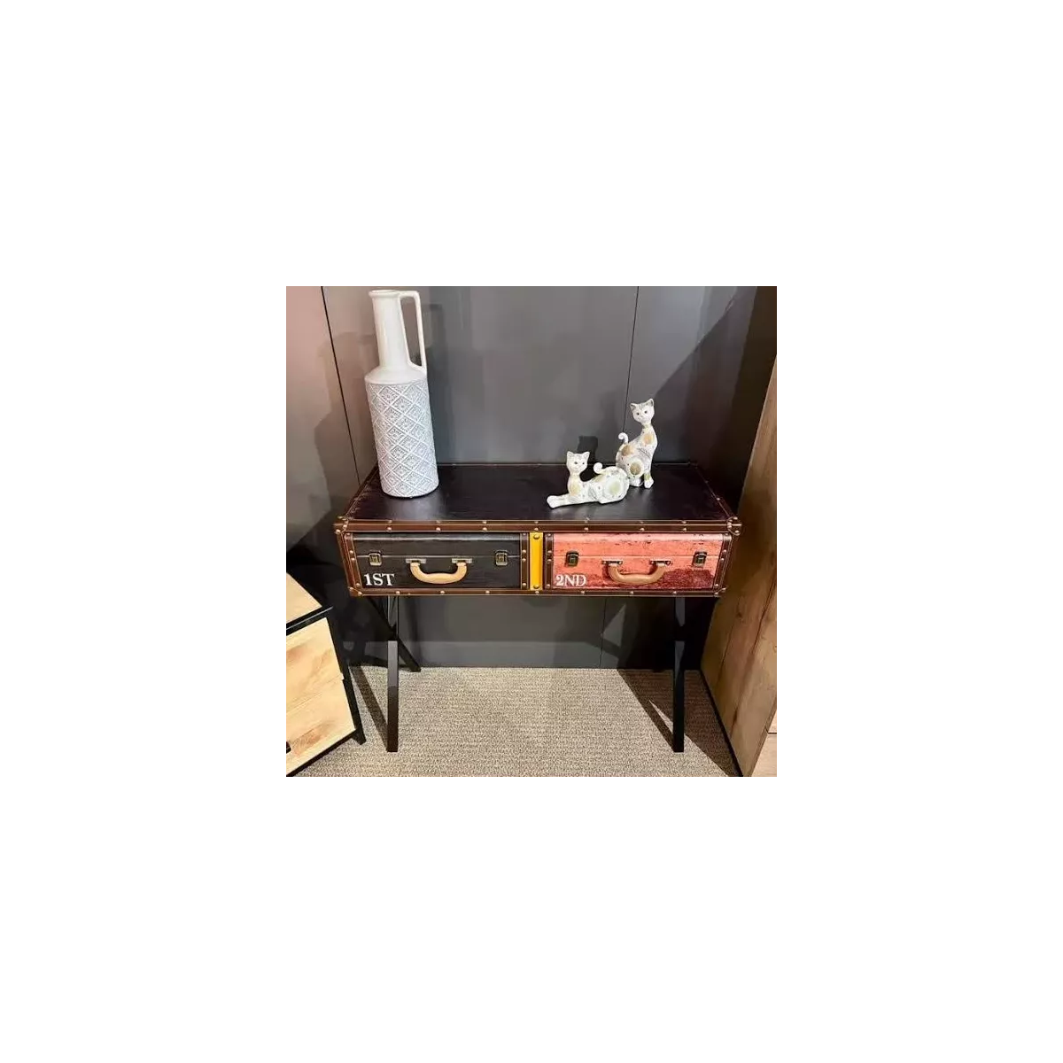 Console Valise 2 Tiroirs 80 cm