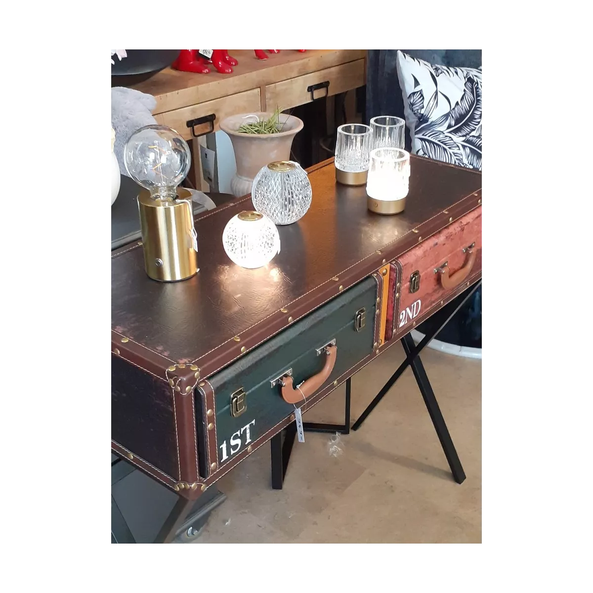 Console Valise 2 Tiroirs 80 cm