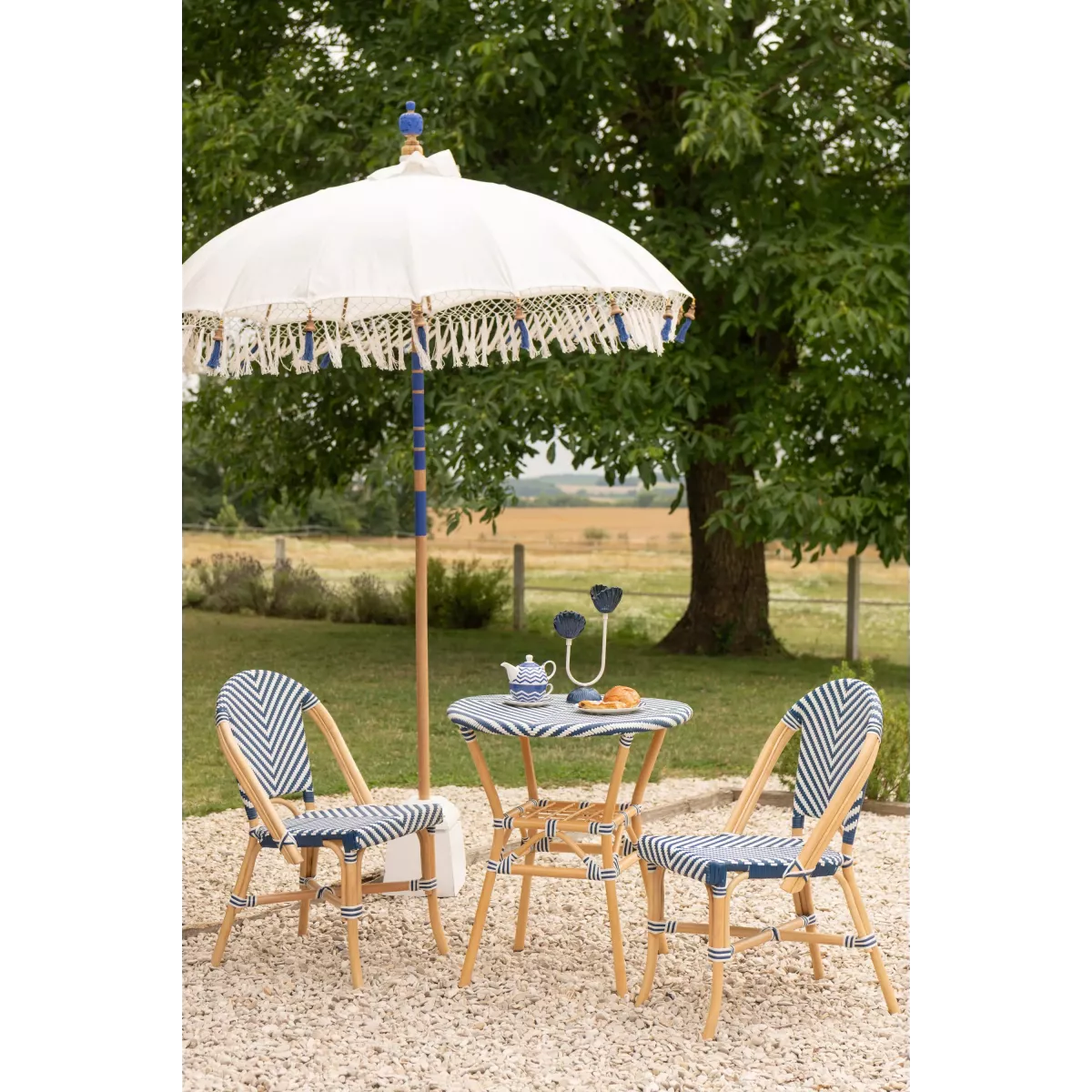 Chaise Bistrot Rotin Romy Bleue