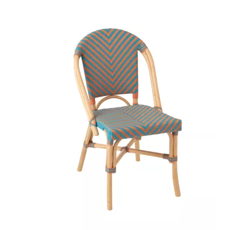Chaise Bistrot Rotin Romy Orange et Bleue