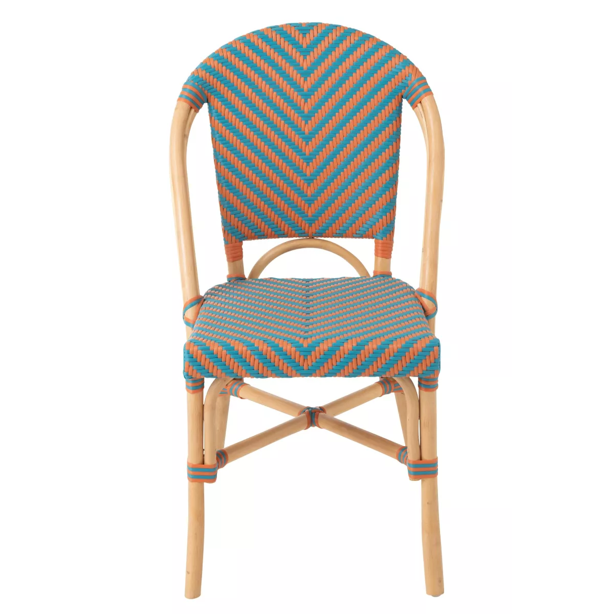 Chaise Bistrot Rotin Romy Orange et Bleue