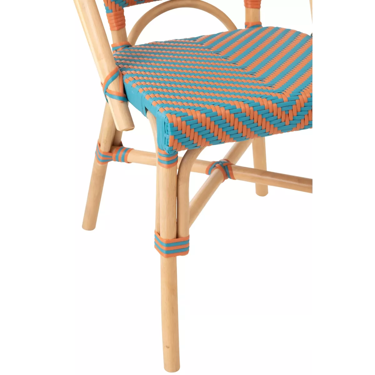 Chaise Bistrot Rotin Romy Orange et Bleue