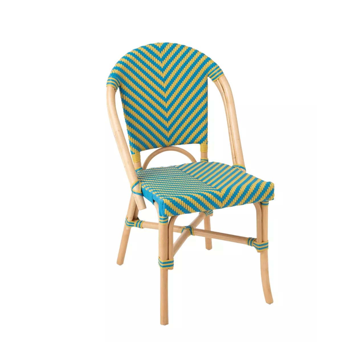 Chaise Bistrot Rotin Romy Jaune et Bleue