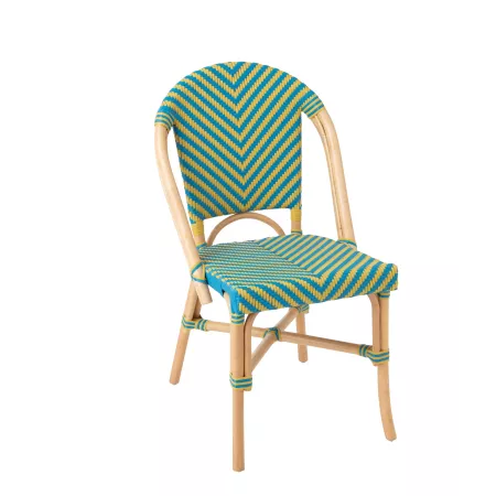 Chaise Bistrot Rotin Romy Jaune et Bleue