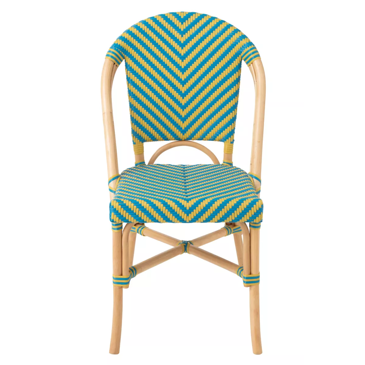 Chaise Bistrot Rotin Romy Jaune et Bleue