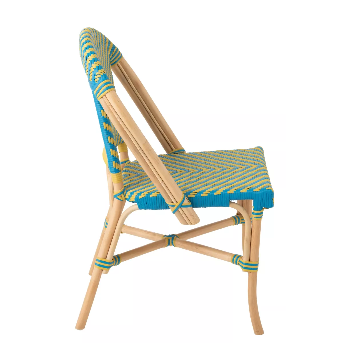 Chaise Bistrot Rotin Romy Jaune et Bleue