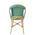 Chaise Bistrot Rotin Romy Jaune et Bleue
