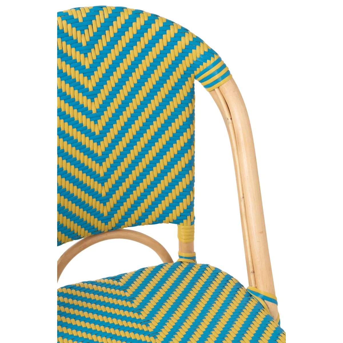 Chaise Bistrot Rotin Romy Jaune et Bleue