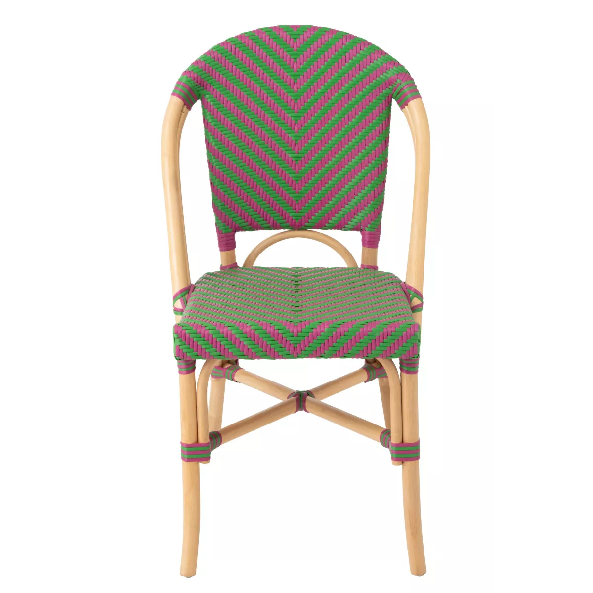 Chaise Bistrot Rotin Romy Vert et Fushia