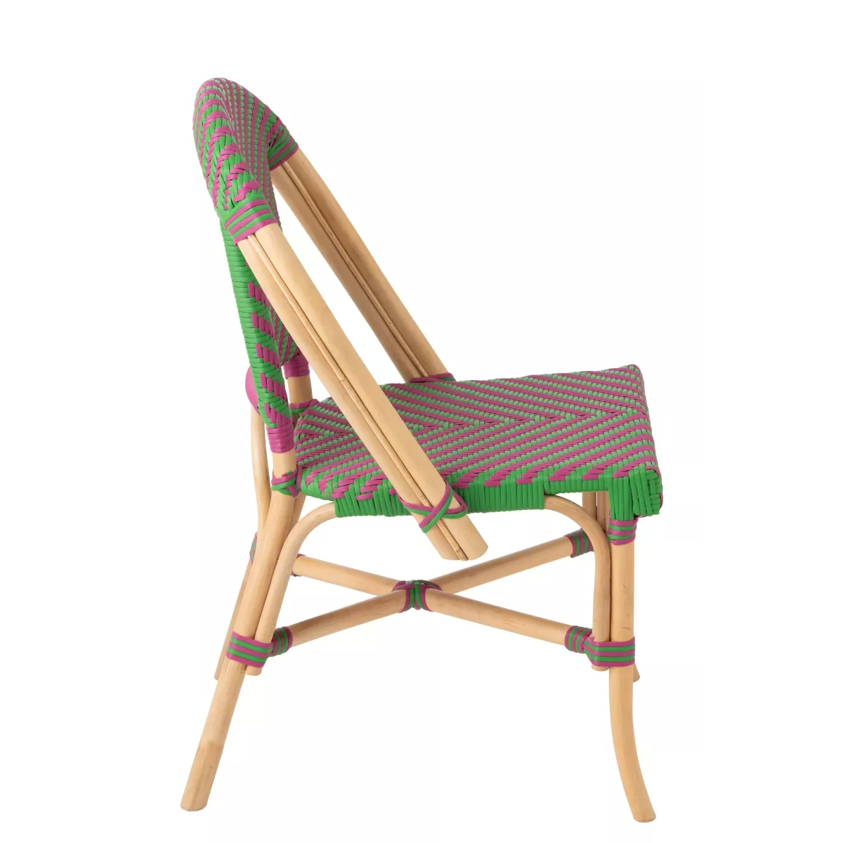 Chaise Bistrot Rotin Romy Vert et Fushia