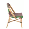 Chaise Bistrot Rotin Romy Vert et Fushia