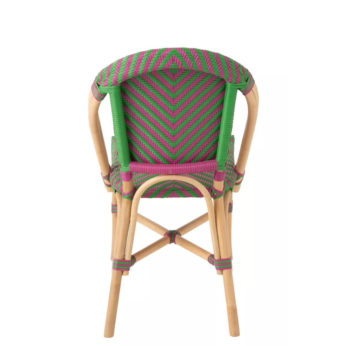Chaise Bistrot Rotin Romy Vert et Fushia
