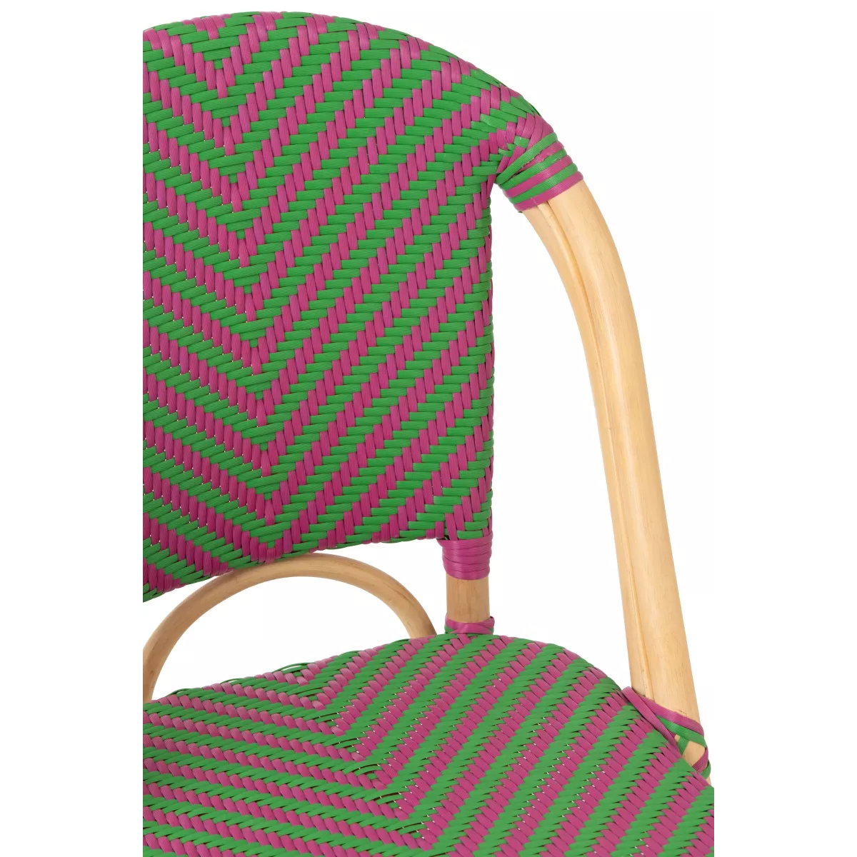 Chaise Bistrot Rotin Romy Vert et Fushia