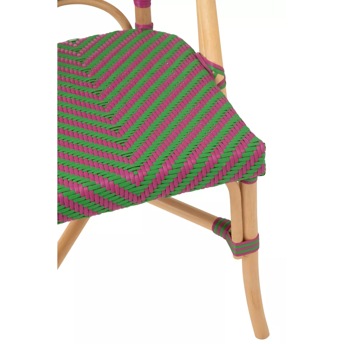 Chaise Bistrot Rotin Romy Vert et Fushia