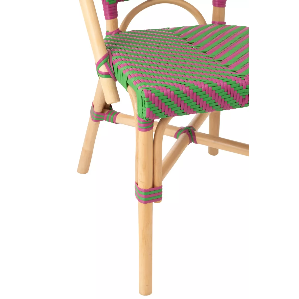 Chaise Bistrot Rotin Romy Vert et Fushia
