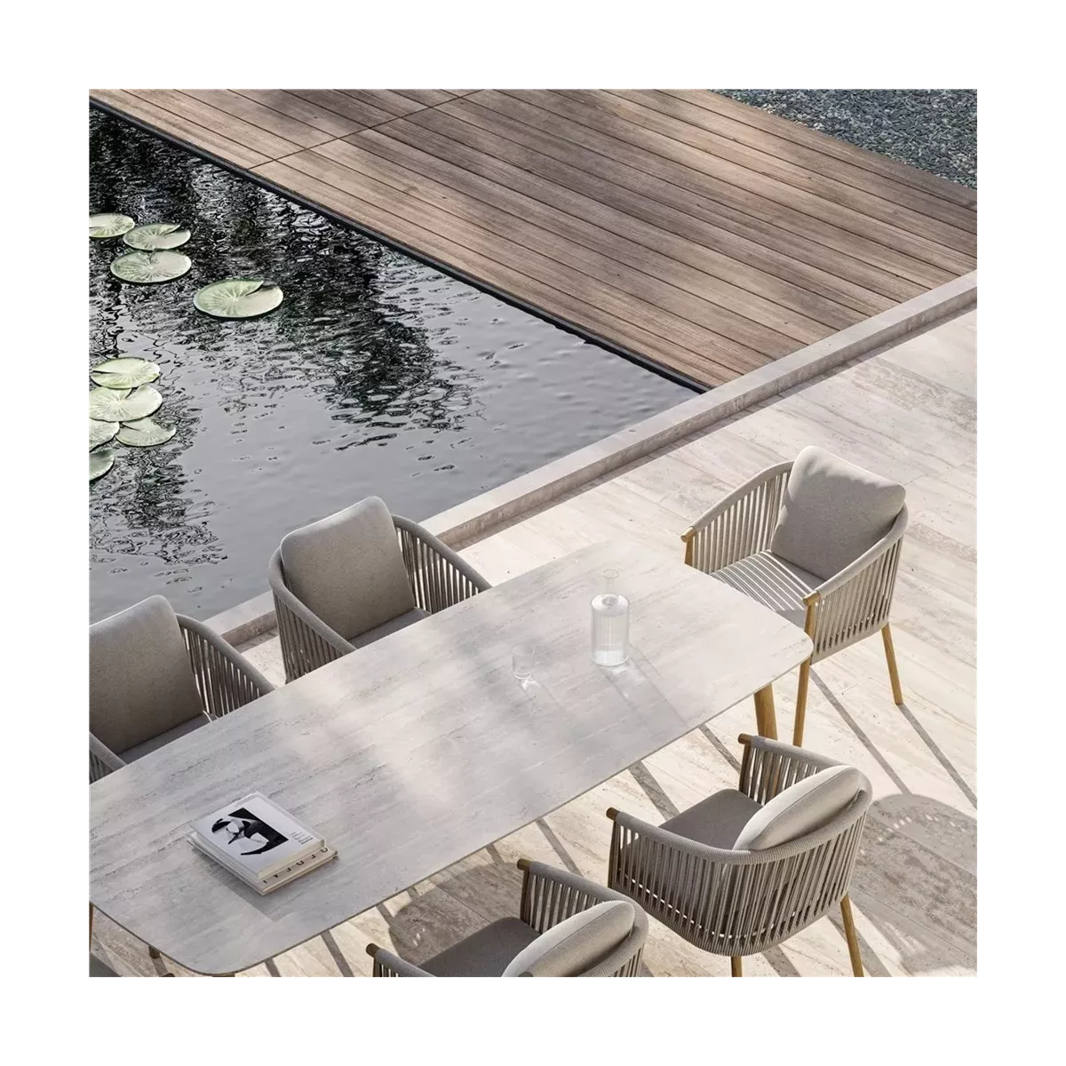 Fauteuil de repas Teck et Cordage Romero