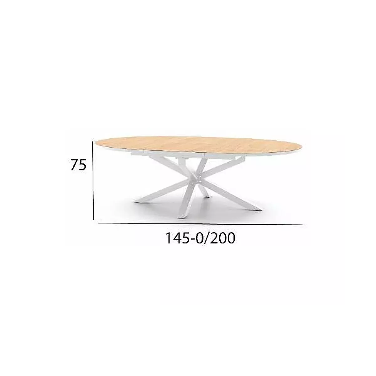 Table Santorini 145 en Aluminium blanc avec allonge