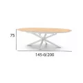 Table Santorini 145 en Aluminium blanc avec allonge