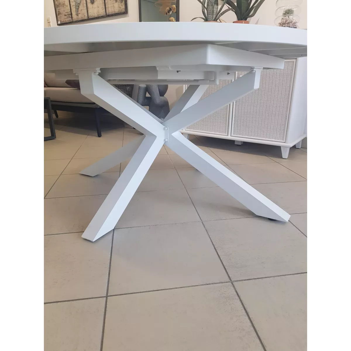 Table Santorini 145 en Aluminium blanc avec allonge