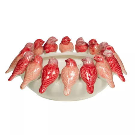 coupe ronde céramique oiseaux colorés diamètre 34 cm