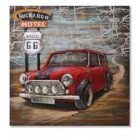 tableau Métal voiture Mini rouge 80x80