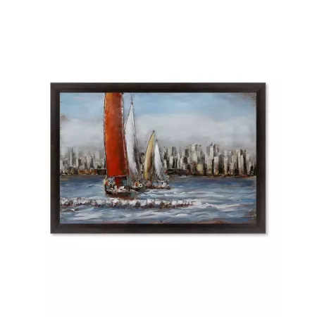 tableau Métal Regate voiliers mer métal 134x94