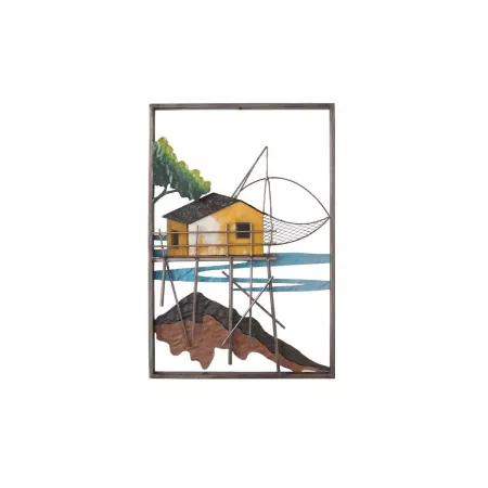 decoration muralemétal cabane à carrelet de la côte charentaise encadrée