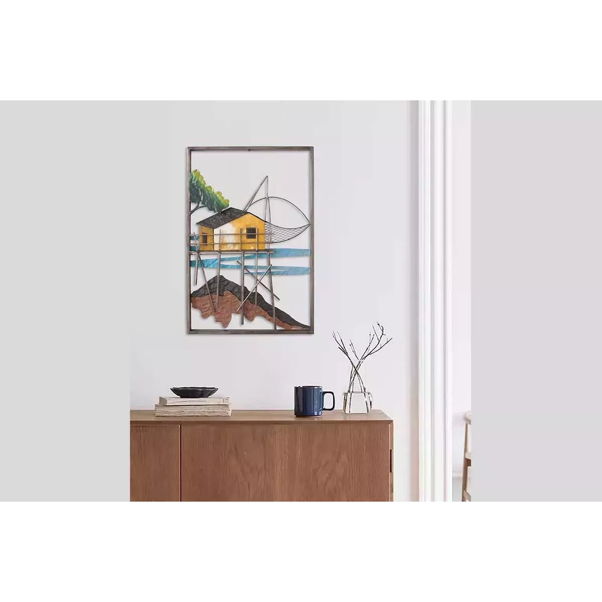 Décoration Murale Métale Cabane de Pêcheur 40x60