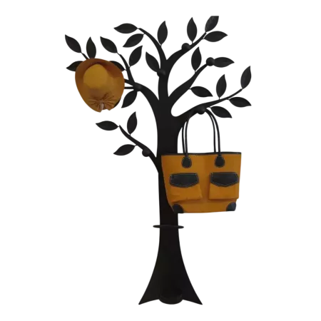 Porte manteau arbre métal murale décoratif 7 patères marron