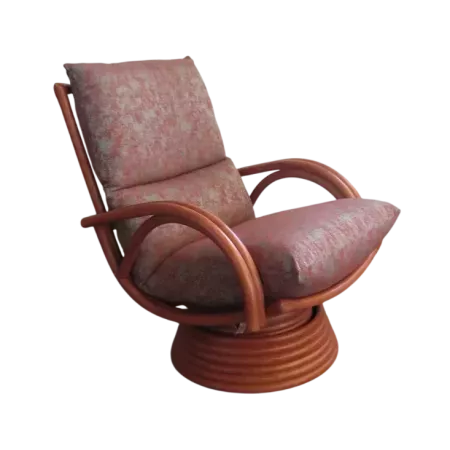 fauteuil en rotin pivotant haut dossier rouge