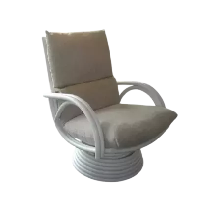 fauteuil en rotin pivotant haut dossier gris
